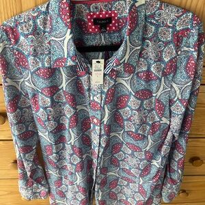 Talbots Multicolor Paisley and Stripe Shirt NWT Large